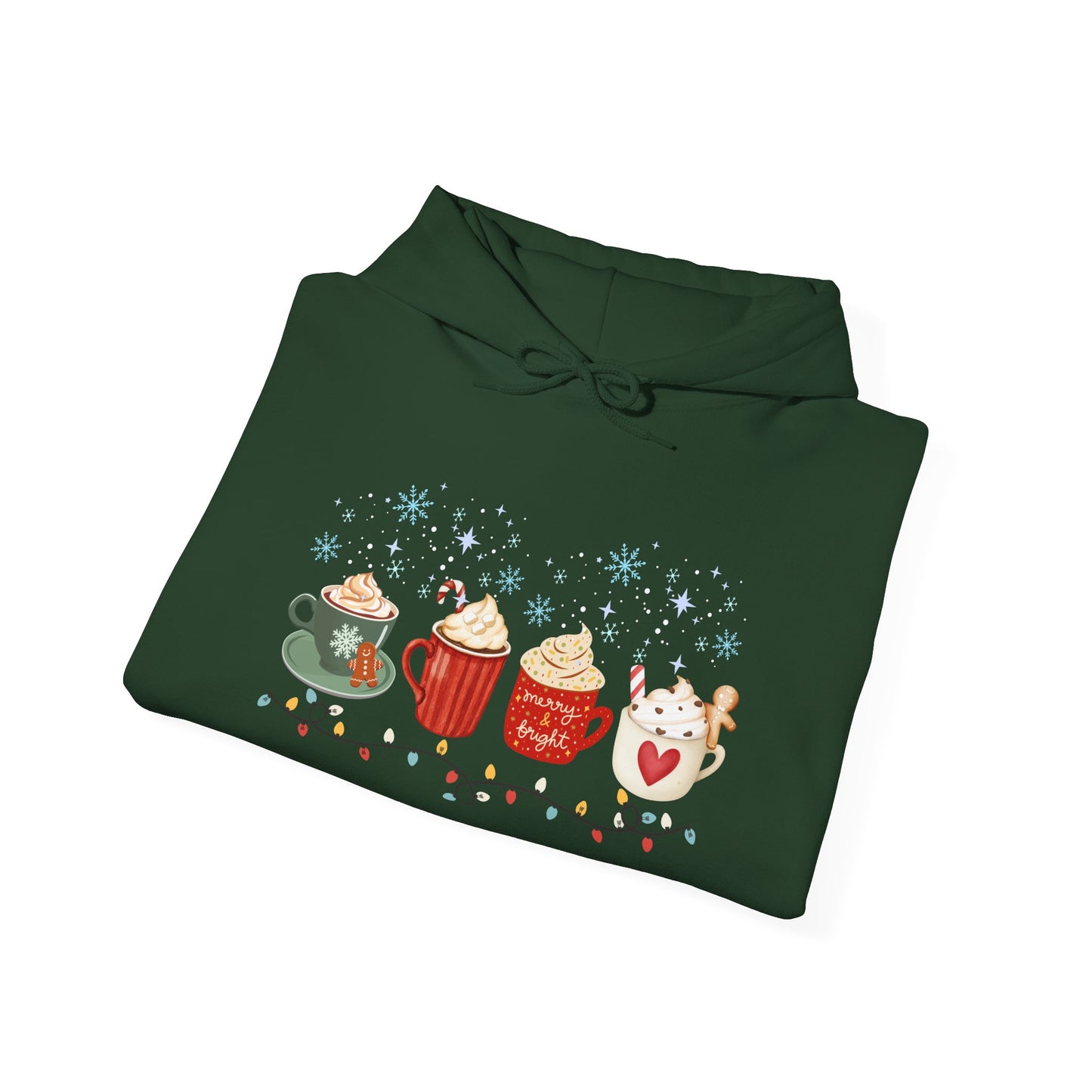 Christmas Snow Lights Hoodie, Festive Winter Holiday Sweatshirt, Xmas Mug Design, Cute Unisex Pullover, Cozy Christmas Jumper, Snowflake