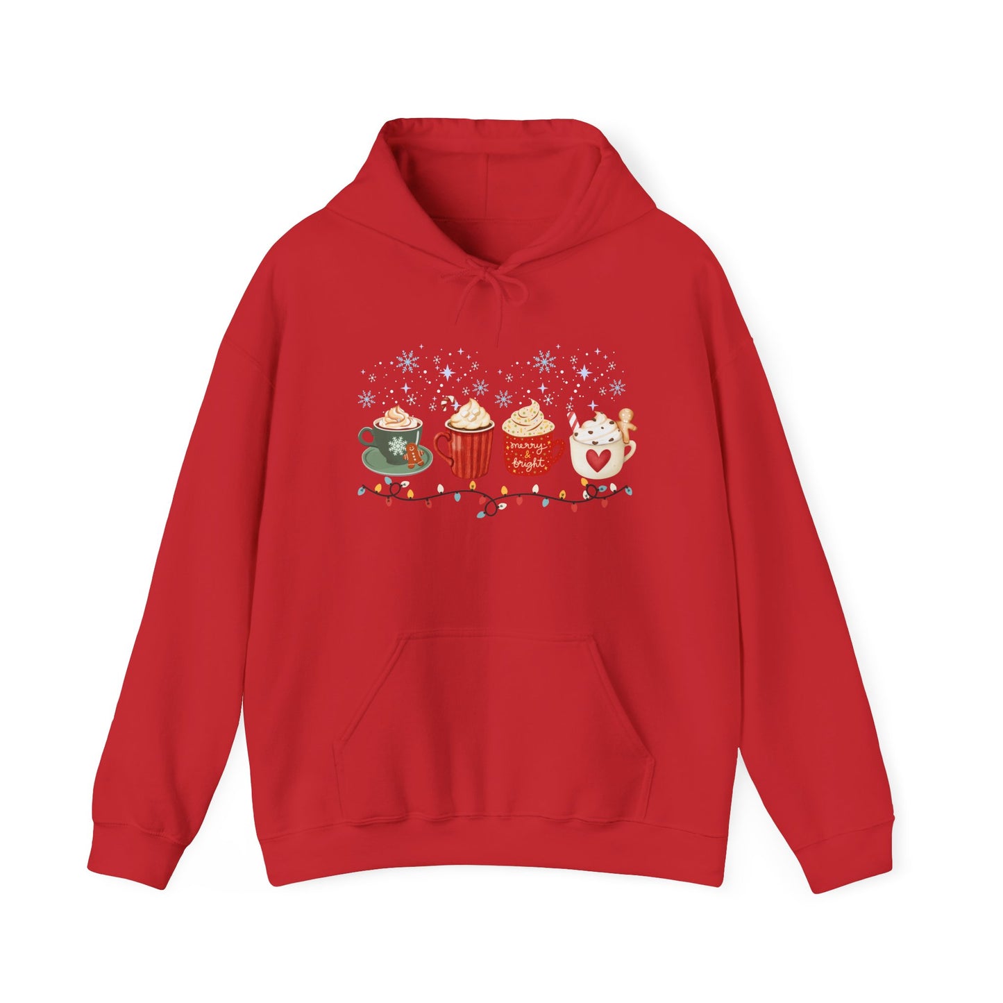 Christmas Snow Lights Hoodie, Festive Winter Holiday Sweatshirt, Xmas Mug Design, Cute Unisex Pullover, Cozy Christmas Jumper, Snowflake