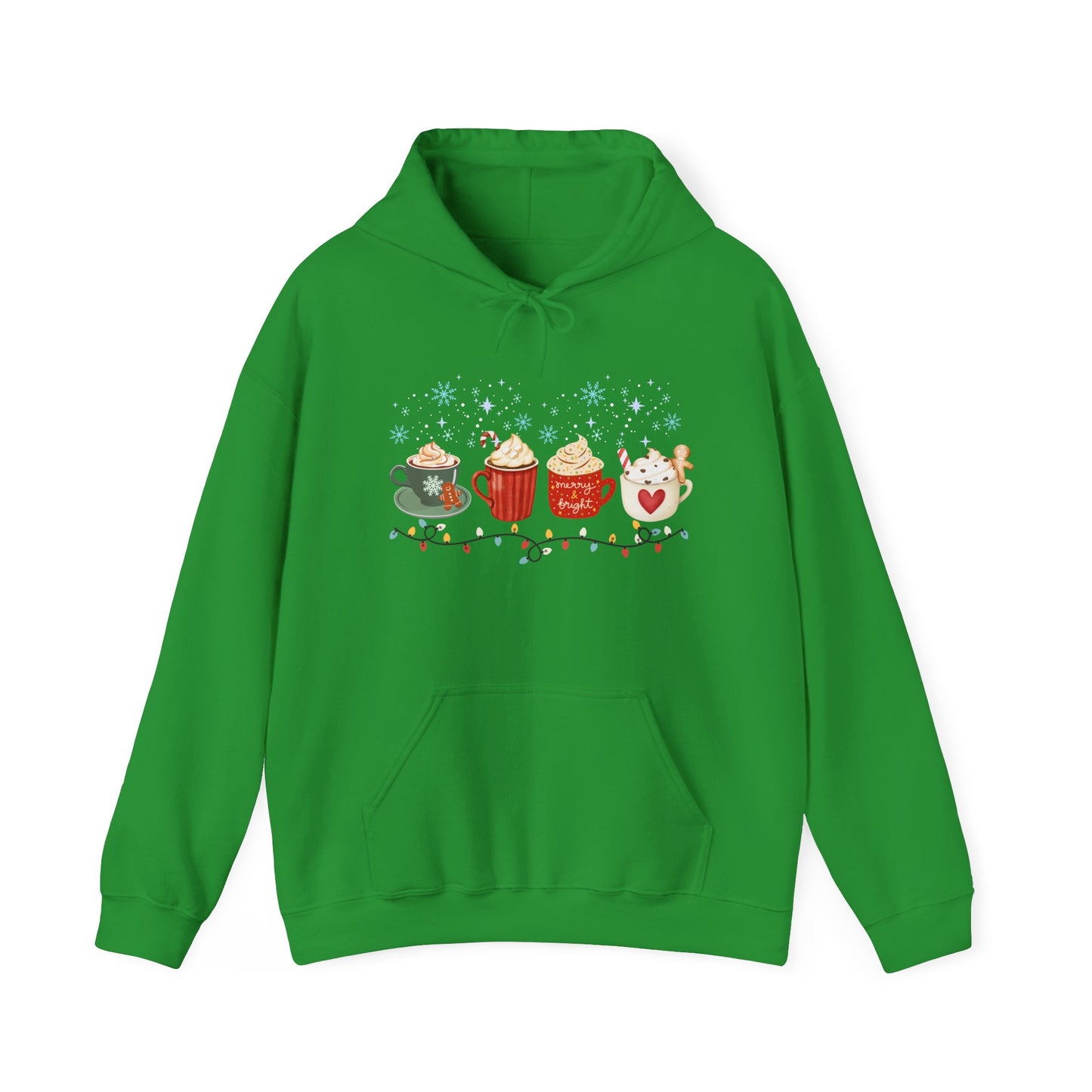 Christmas Snow Lights Hoodie, Festive Winter Holiday Sweatshirt, Xmas Mug Design, Cute Unisex Pullover, Cozy Christmas Jumper, Snowflake