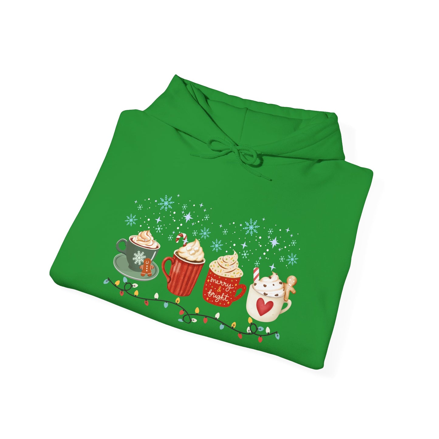 Christmas Snow Lights Hoodie, Festive Winter Holiday Sweatshirt, Xmas Mug Design, Cute Unisex Pullover, Cozy Christmas Jumper, Snowflake