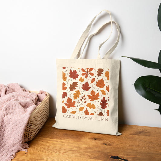 Autumn Cotton Canvas Tote Bag, Fall Leaves Tote, Eco-Friendly, Reusable Grocery Bag, Shoulder Bag Gift