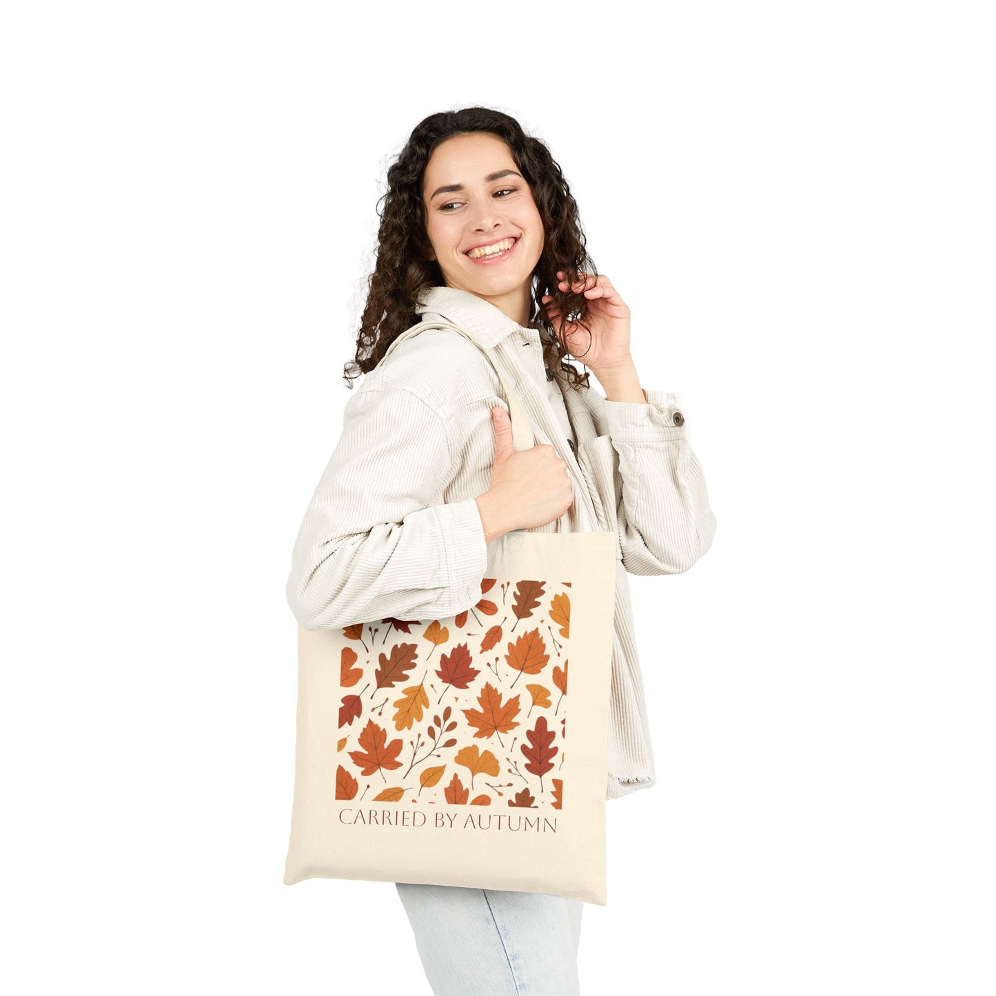 Autumn Cotton Canvas Tote Bag, Fall Leaves Tote, Eco-Friendly, Reusable Grocery Bag, Shoulder Bag Gift