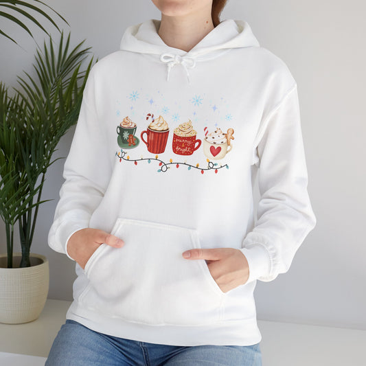 Christmas Snow Lights Hoodie, Festive Winter Holiday Sweatshirt, Xmas Mug Design, Cute Unisex Pullover, Cozy Christmas Jumper, Snowflake