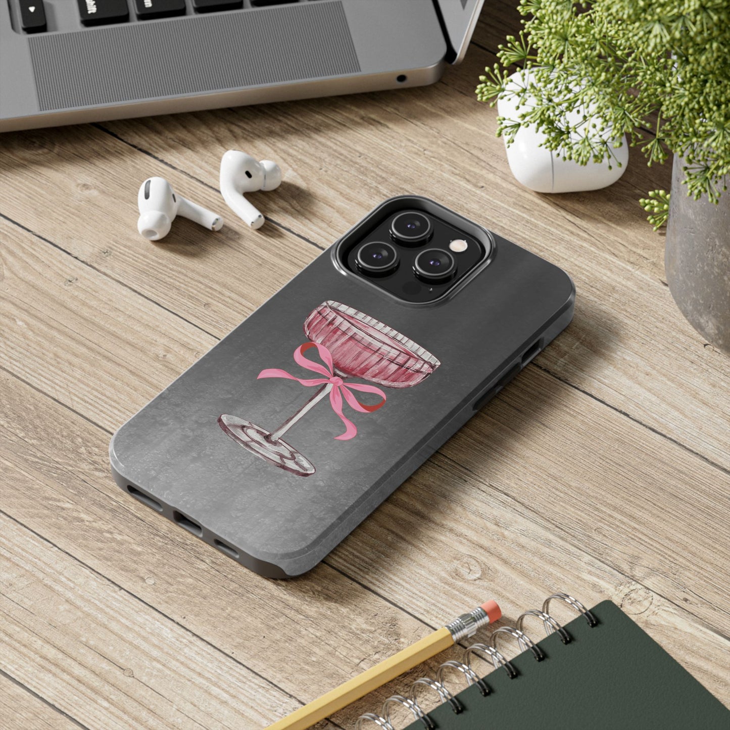 Martini Phone Case, Pink Cocktail Drink Protective Cover, Tough Phone Case, Gift for Martini Lover, Stylish Phone Accessory, Unique Phone