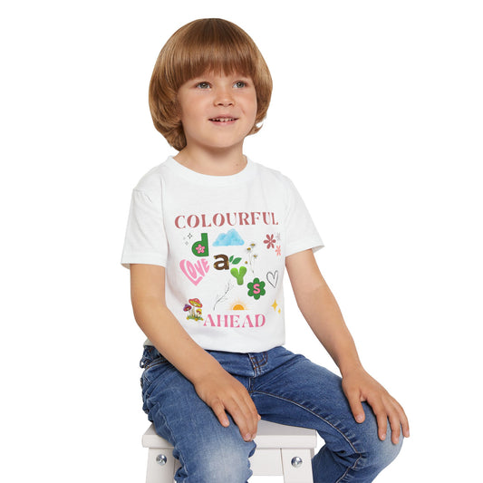 Toddler T-shirt, Playful Bright Sun Heart Mushroom Grass Stick, Colorful Kids Tee, Fun Baby Shirt, Happy Child Clothing, Cute Preschool Top