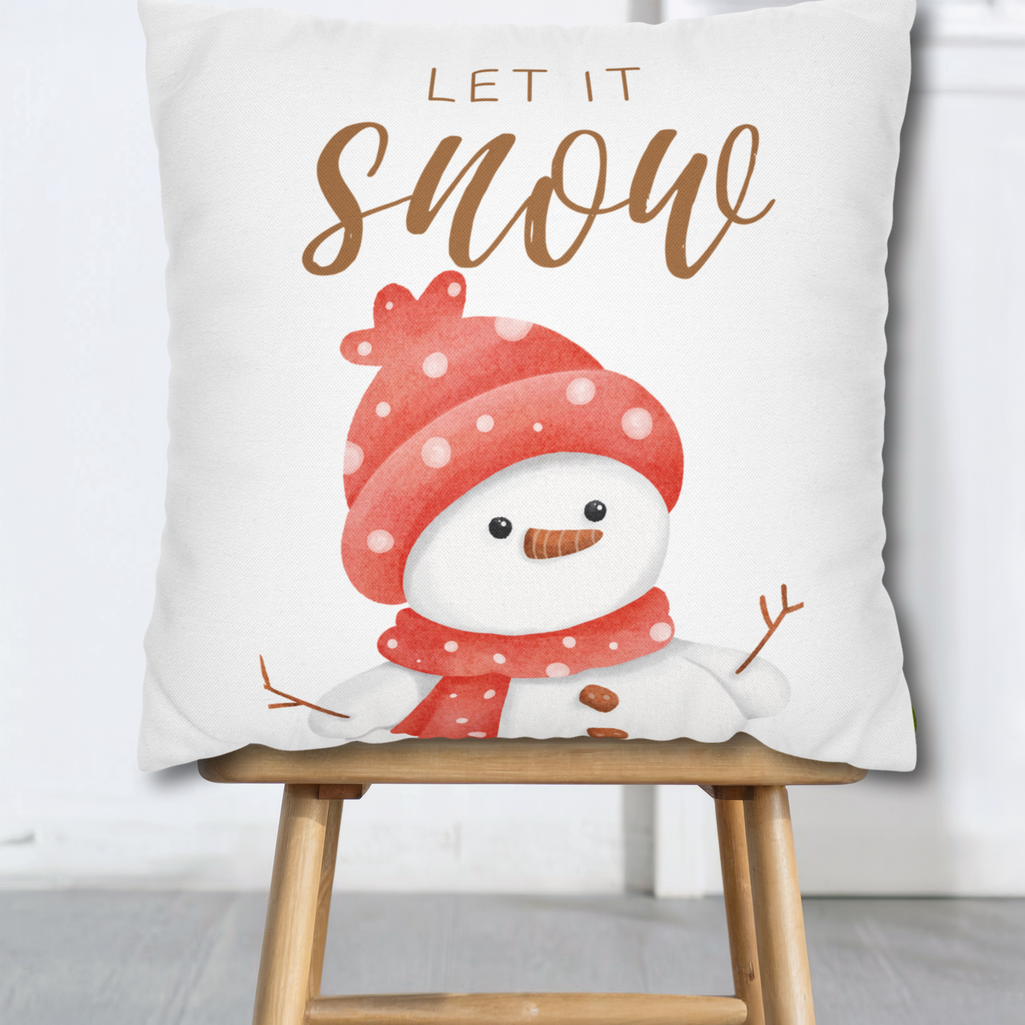 Happy Holidays Spun Polyester Pillowcase, Christmas Pillow Cover, Festive Home Decor, Holiday Throw Cushion, Seasonal Decoration