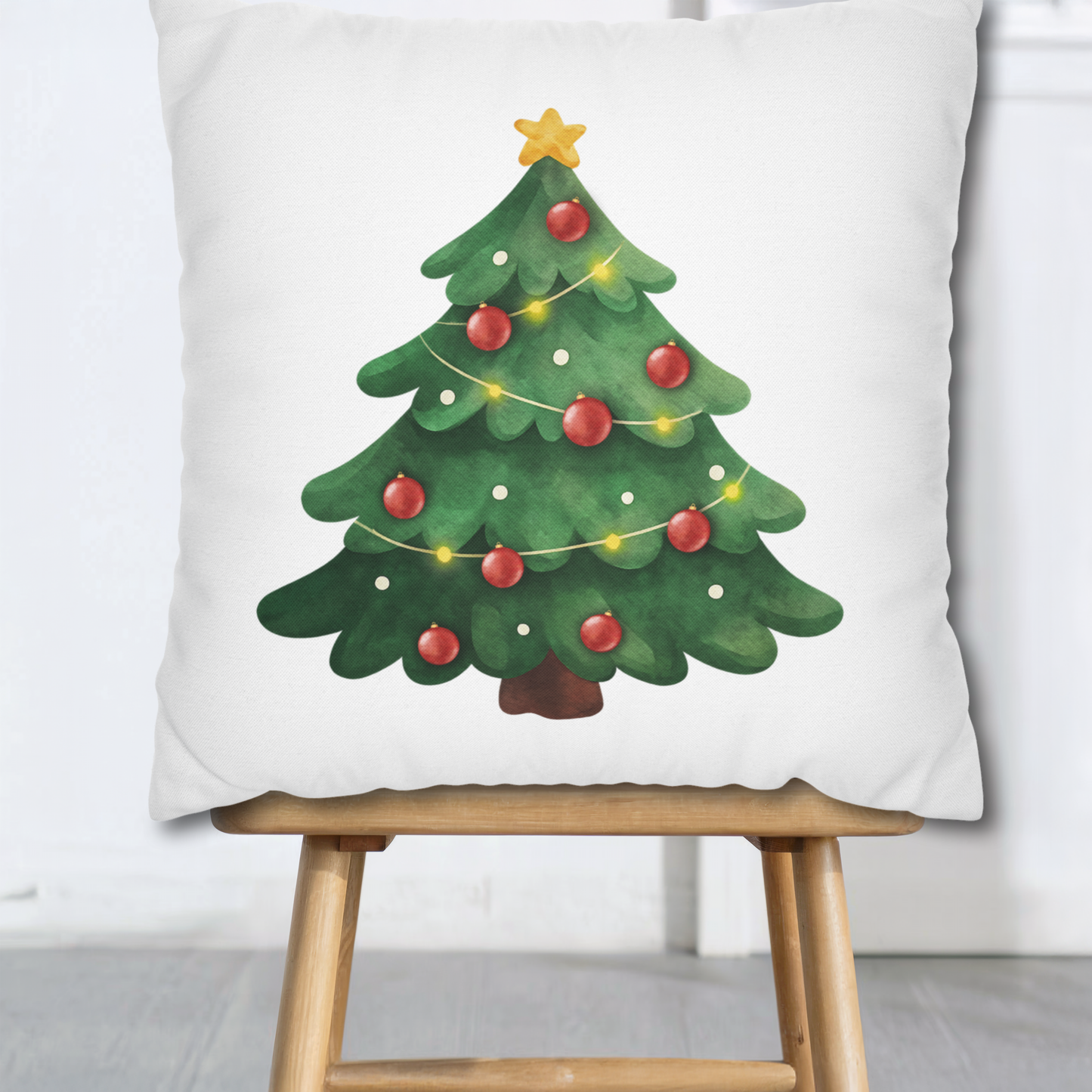 Happy Holidays Spun Polyester Pillowcase, Christmas Pillow Cover, Festive Home Decor, Holiday Throw Cushion, Seasonal Decoration