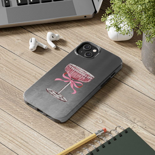 Martini Phone Case, Pink Cocktail Drink Protective Cover, Tough Phone Case, Gift for Martini Lover, Stylish Phone Accessory, Unique Phone