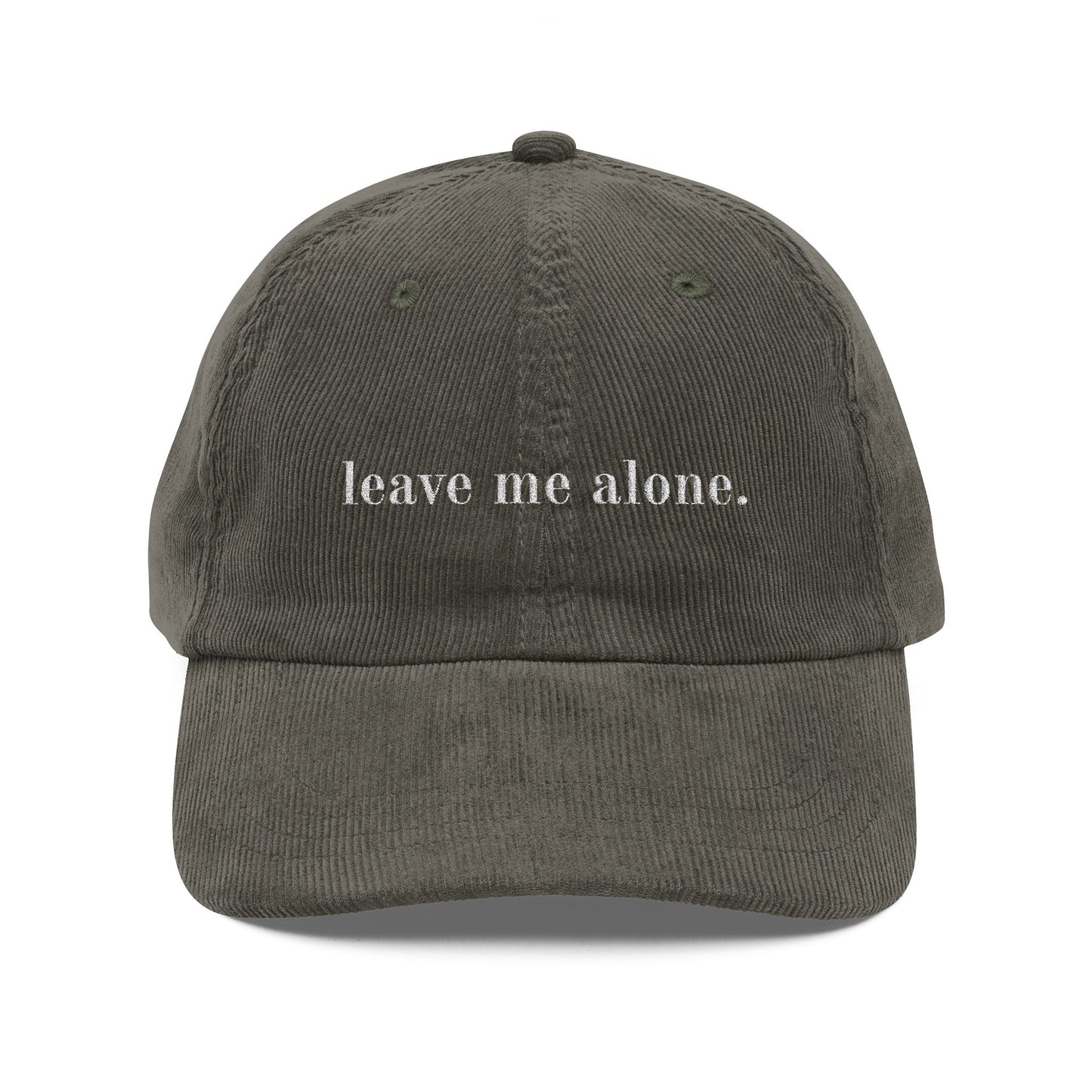 Cap with Embroidered 'Leave Me Alone, Not Interested, I Don't Care' Quote