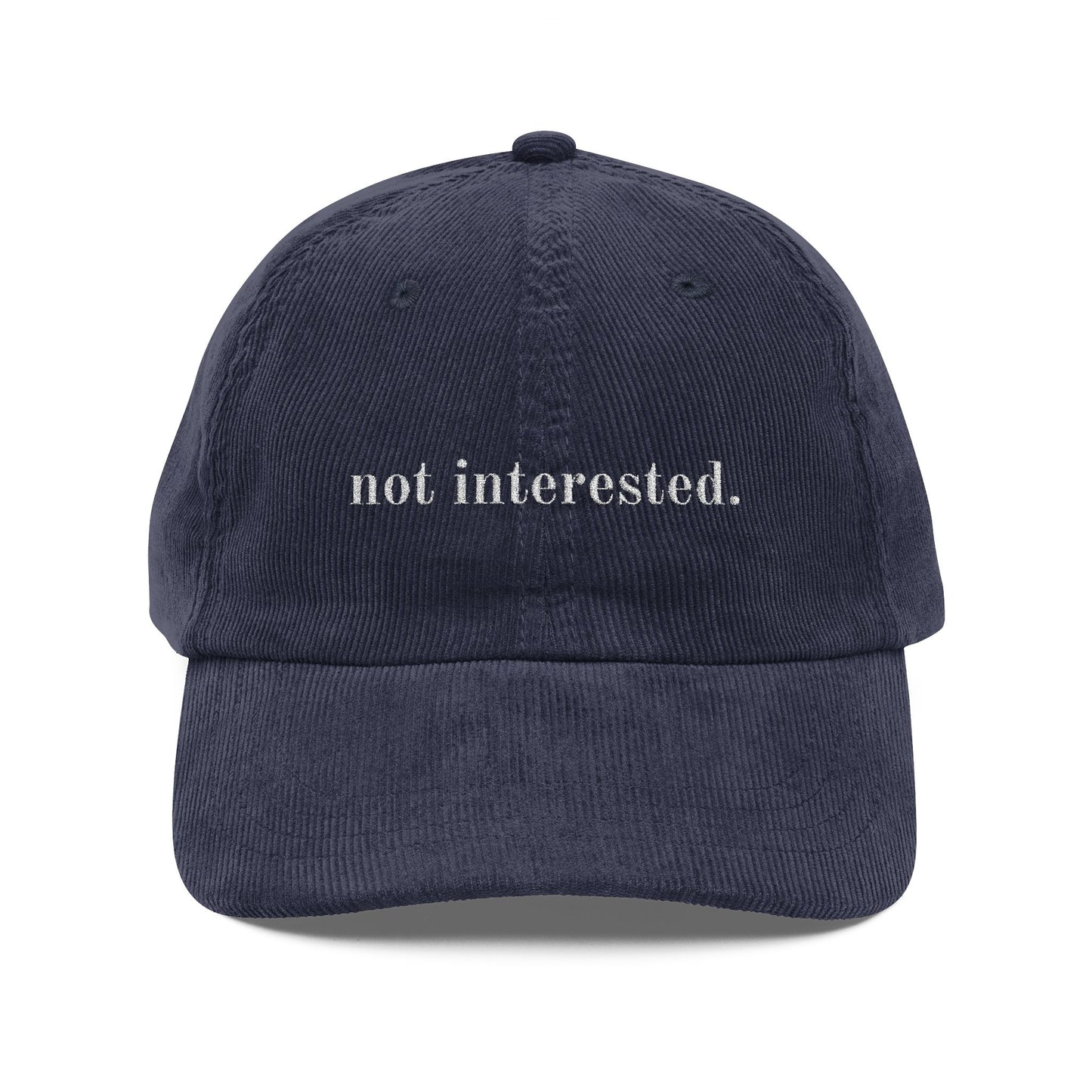 Cap with Embroidered 'Leave Me Alone, Not Interested, I Don't Care' Quote