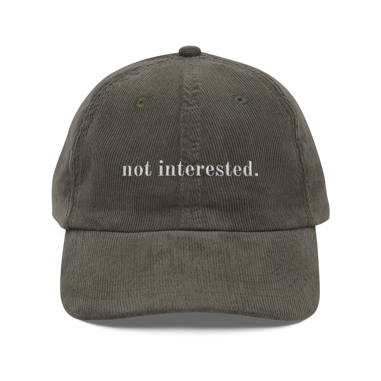 Cap with Embroidered 'Leave Me Alone, Not Interested, I Don't Care' Quote
